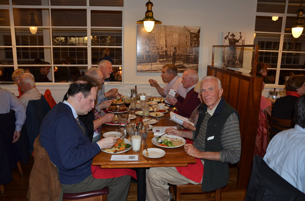 <i>Meeting the Memoirs - Front to rear,<br />on the right: George Stanley, Hank Taylor, John Minck,<br />on the left: Curt Gowan, Jim Hall, Dave Cochran.</i>